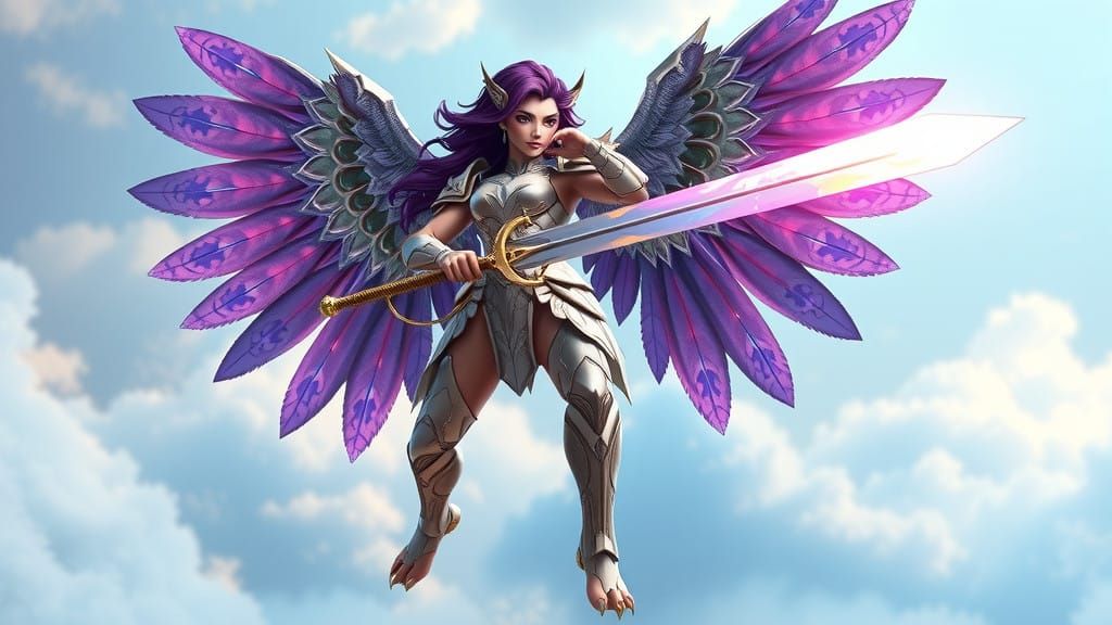 Ethereal Angel of Vengeance in Shimmering Armor