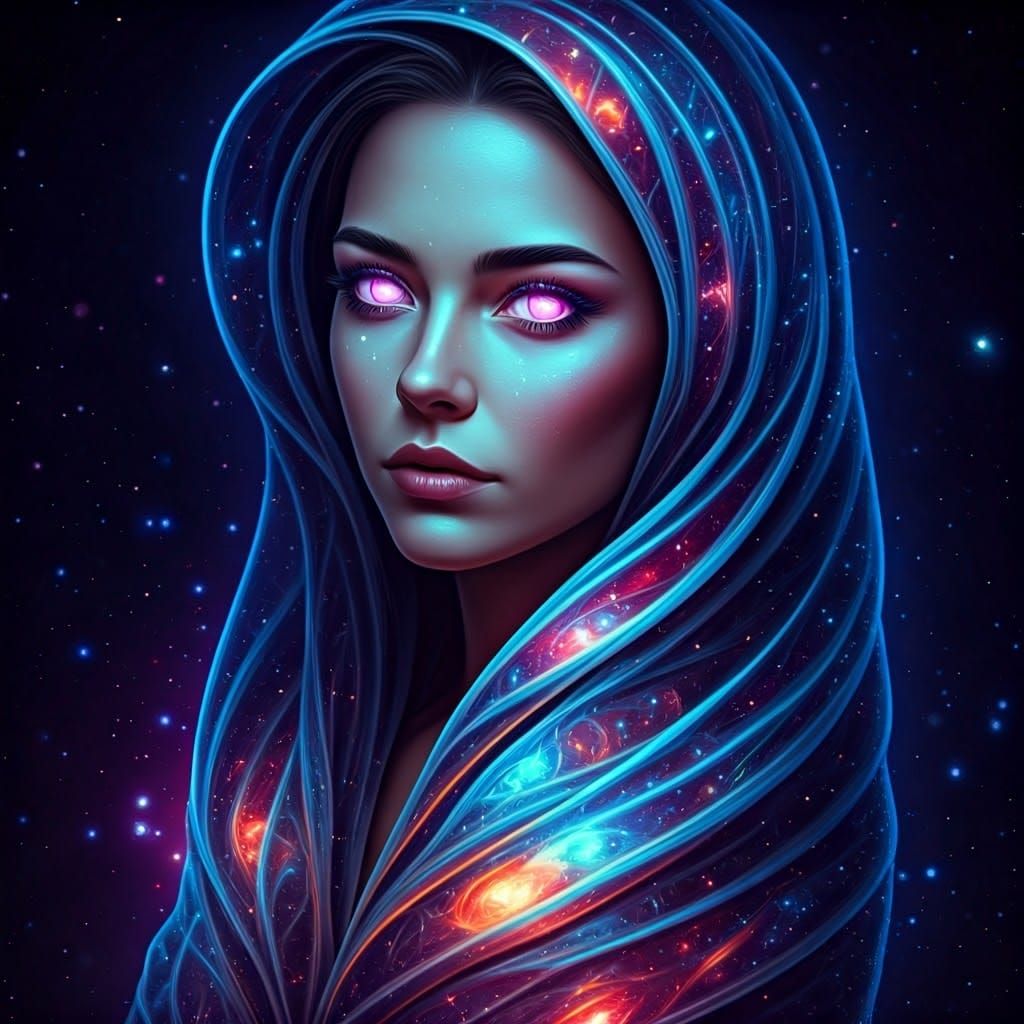 Cosmic Gown: Woman in Space, Digital Matte Painting