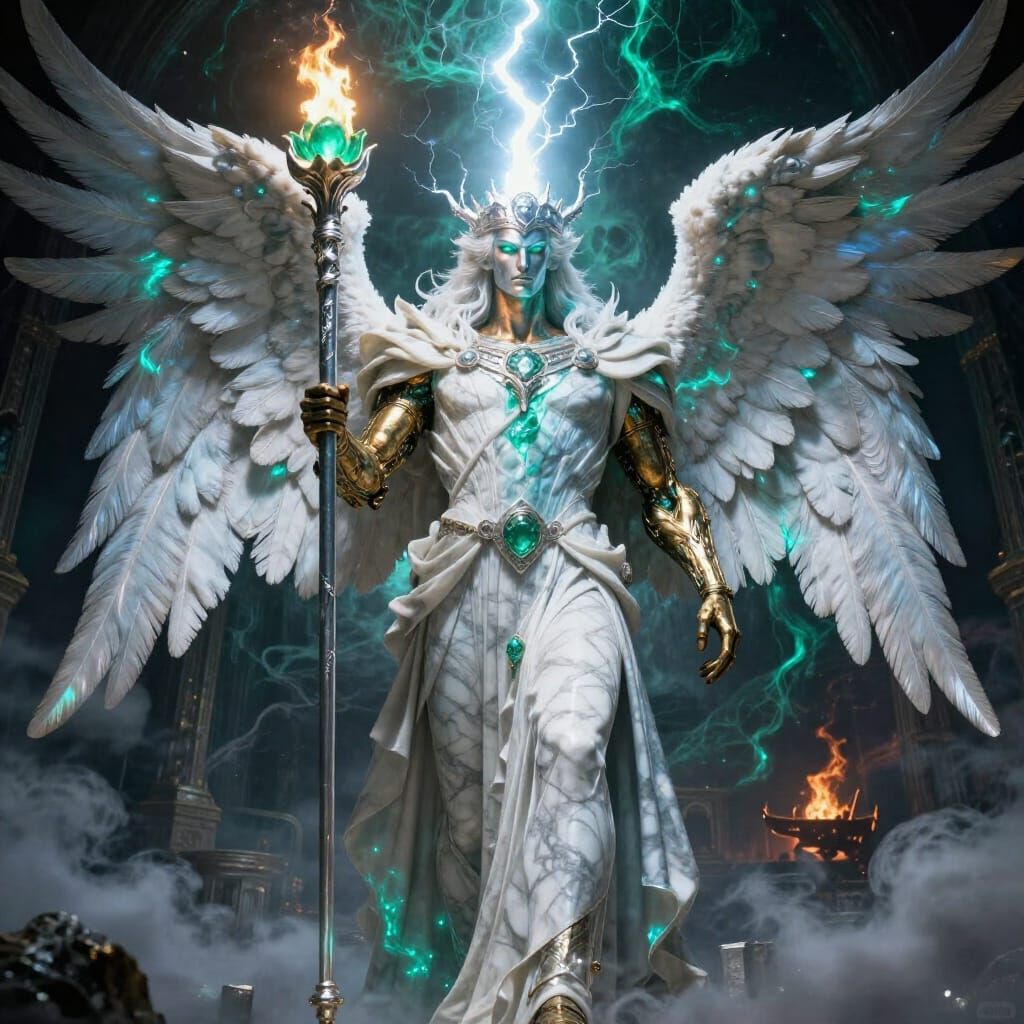 Archangel Haniel: Grace and Victory in Emerald and Bronze