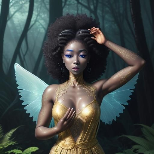 Meditating Woman in Magical Forest, Hyperrealistic