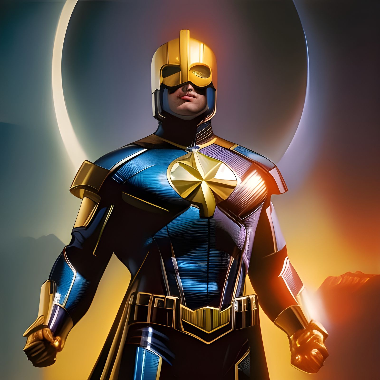 Black Lightning Superhero Portrait in Art Deco Style