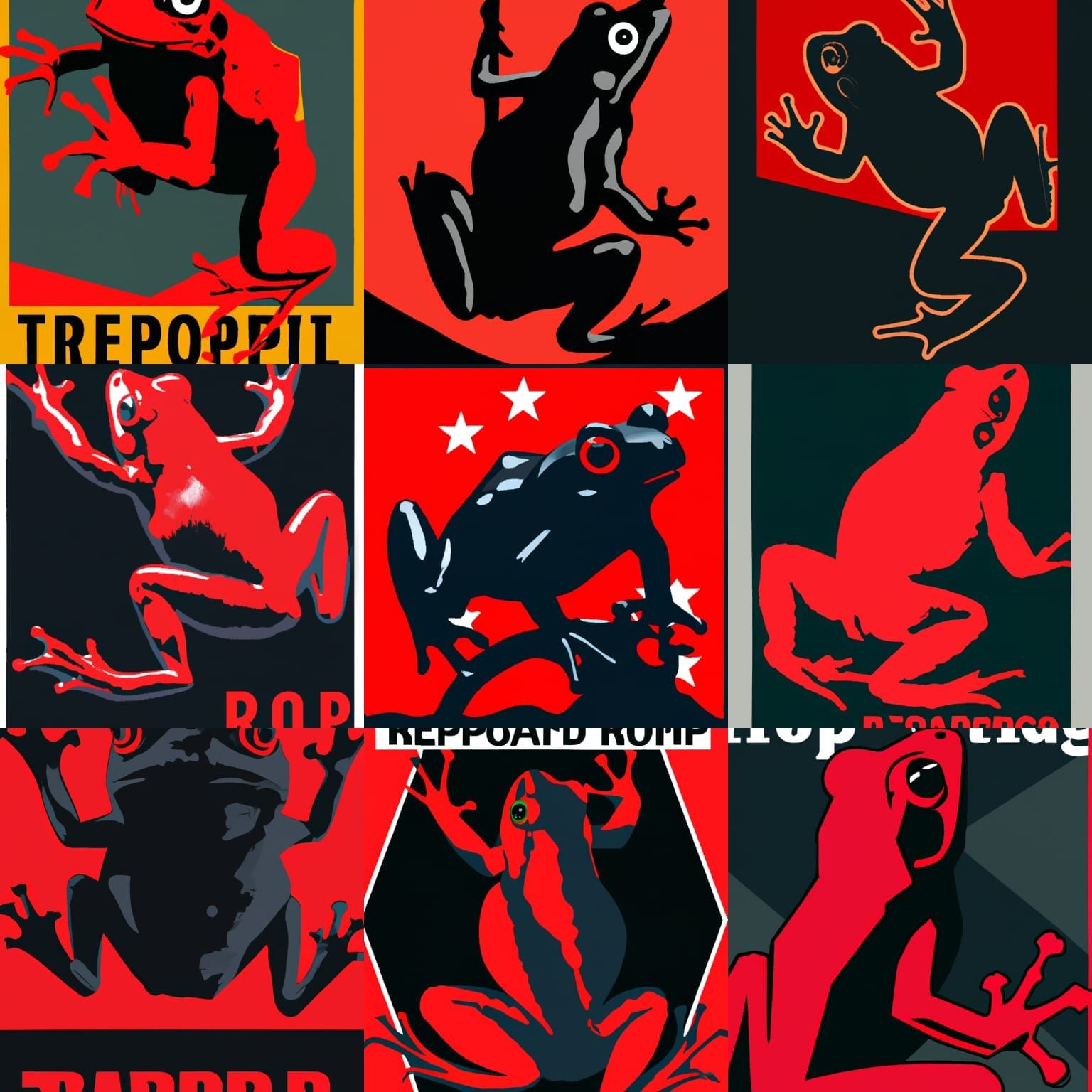 Frog in Soviet Realism Propaganda Poster Art