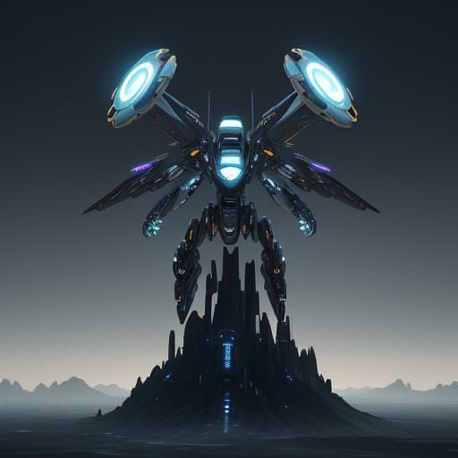 Surreal Futuristic Drone Concept Art in Polished Metal and G...