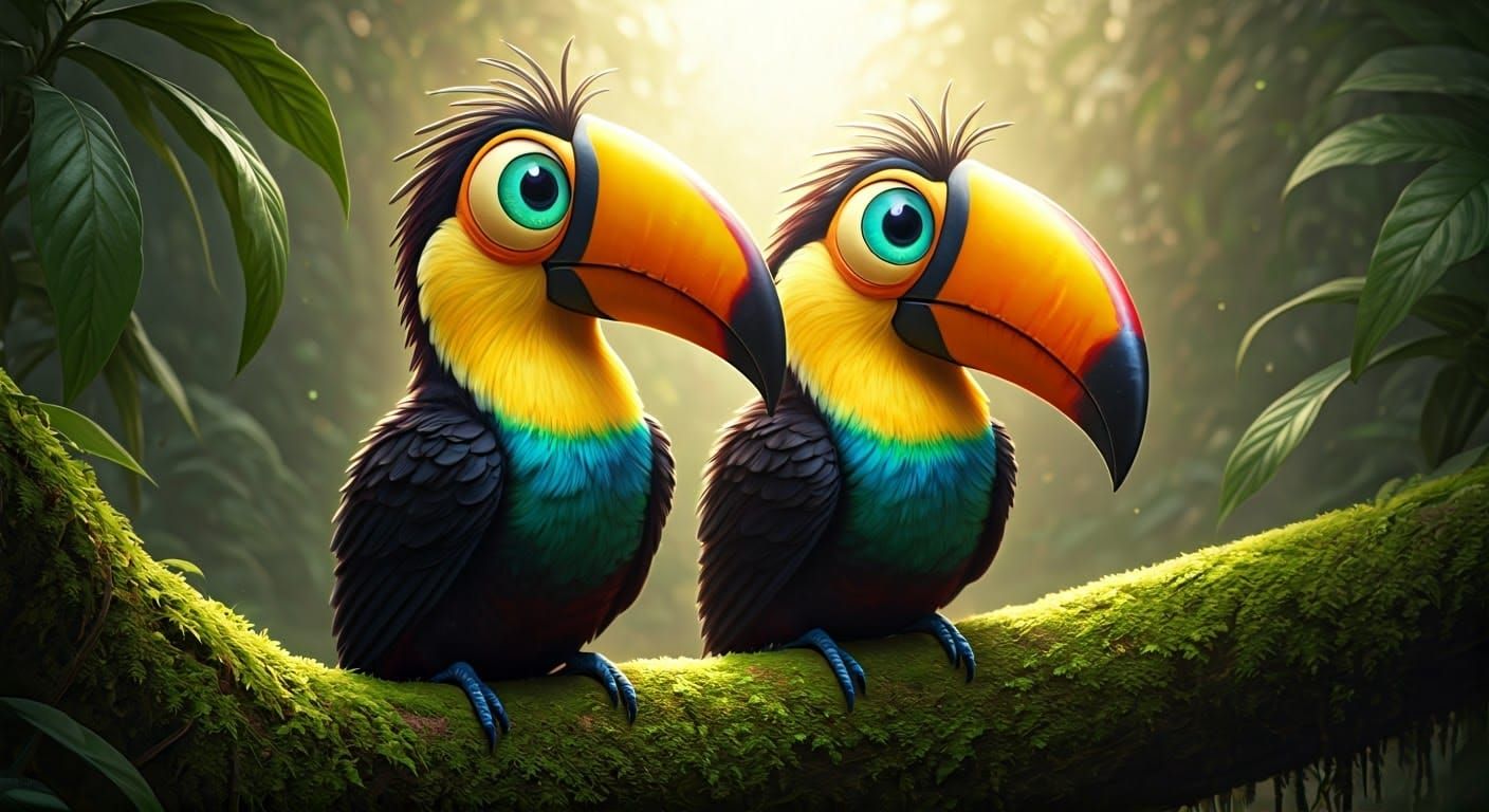 Vibrant Toucans in Tropical Paradise