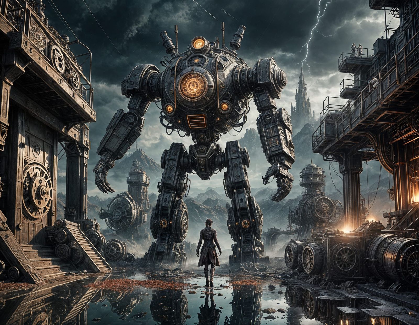 Clockwork Dancer in Post-Apocalyptic Cyberpunk Ballet