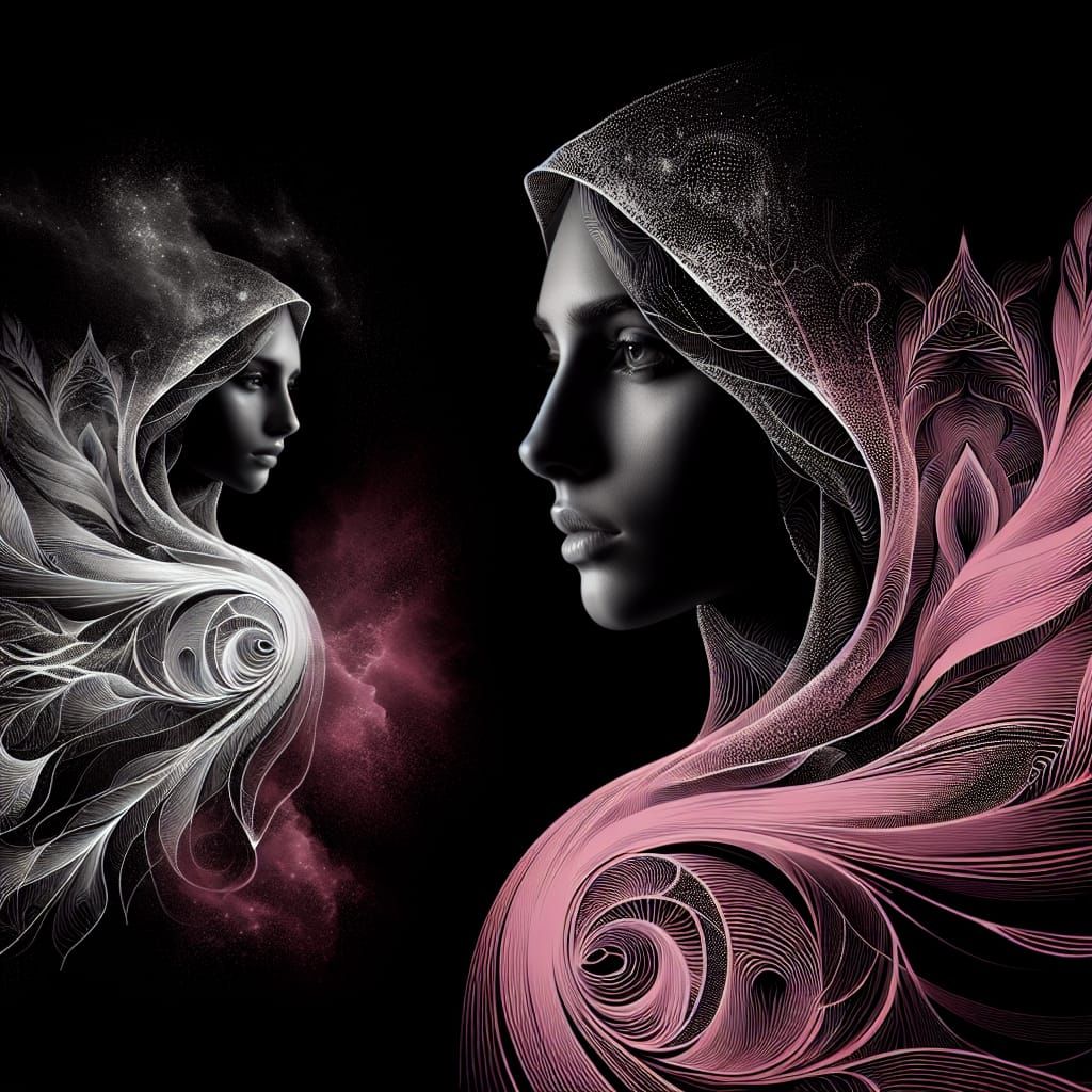 Woman Merges with Ethereal Air in High-Contrast Realism