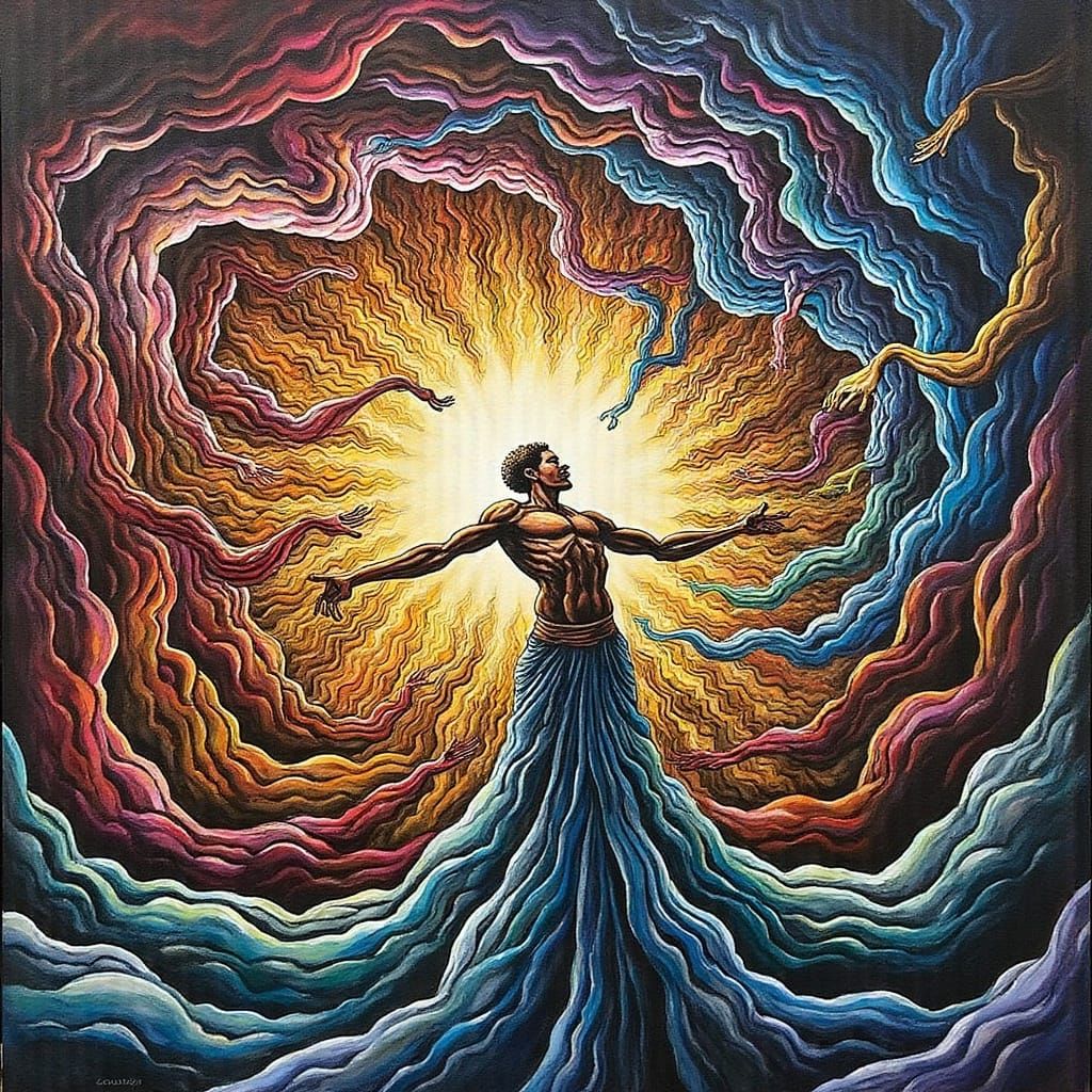 Heroic Figure Emerges from Fractal Vortex