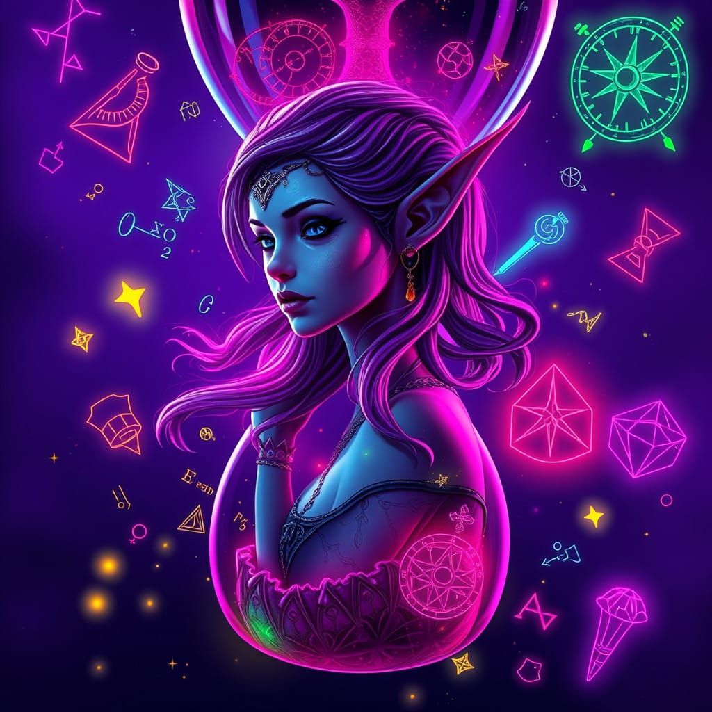 Cosmic Elf Trapped in Timeless Hourglass