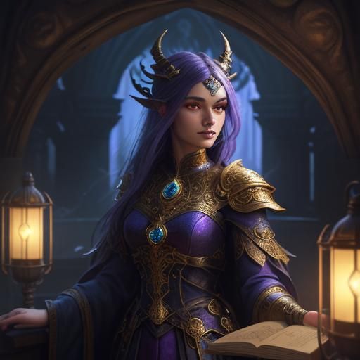 Mystical Chamber with Ornate Lamps in Fantasy Art