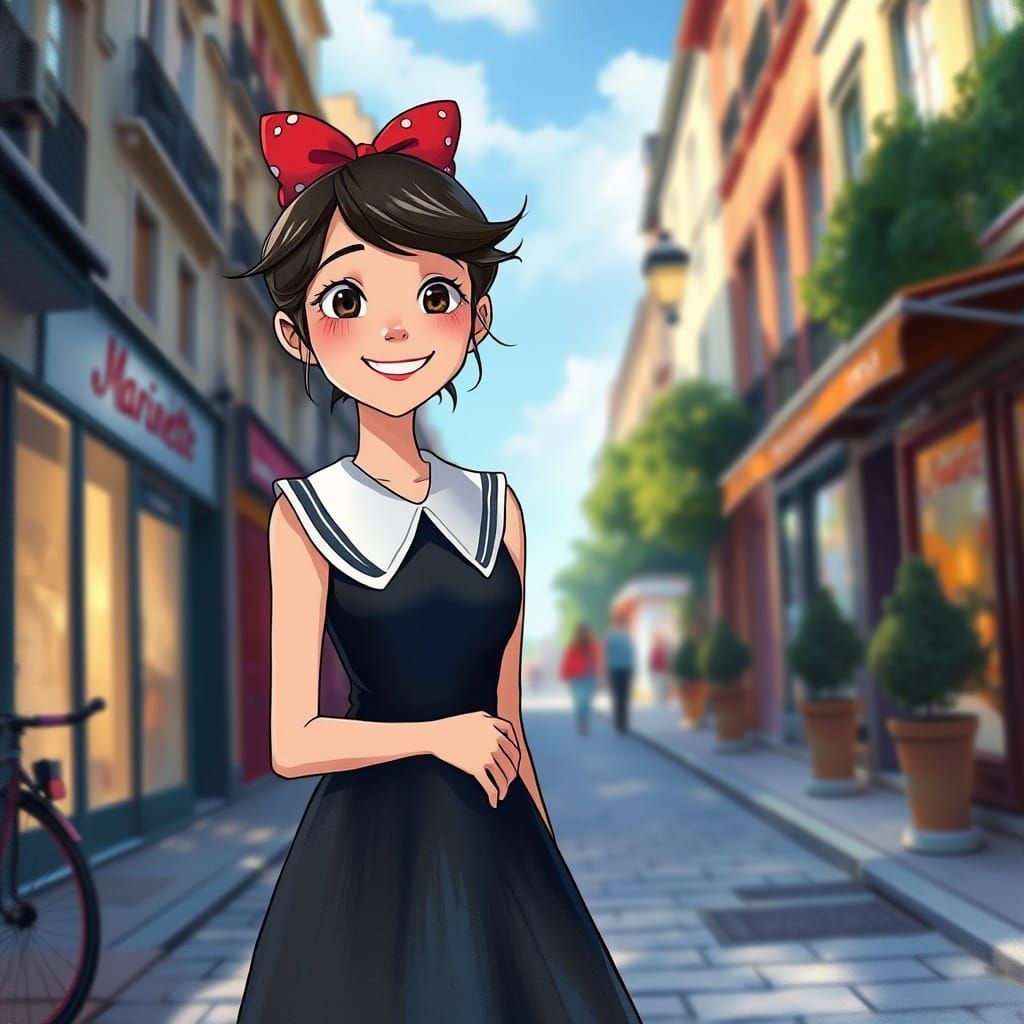 Marinette in Paris, Anime Watercolor Style