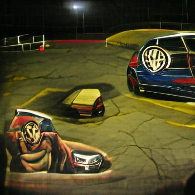 Volkswagen GTI at Night: Renaissance Painting Style