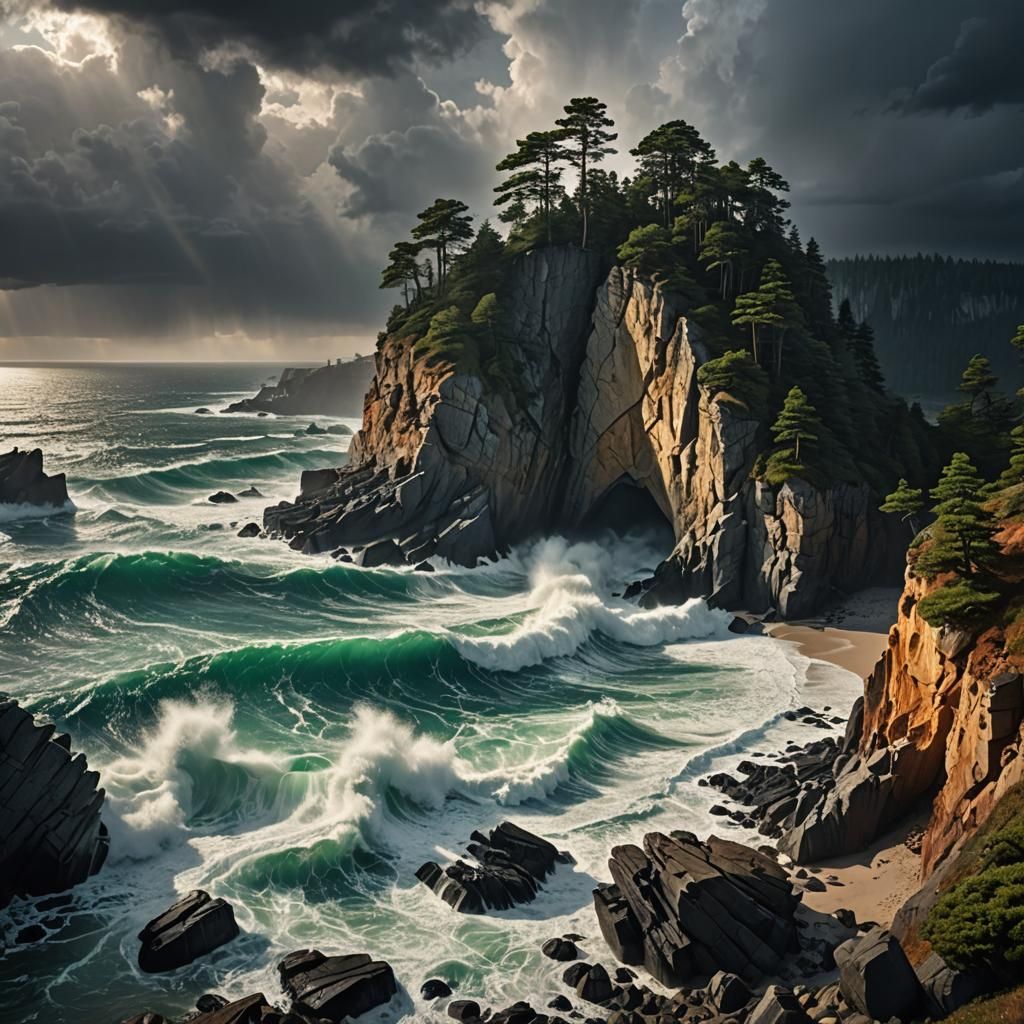 Dramatic Stormy Sky Over Coastal Cliffs