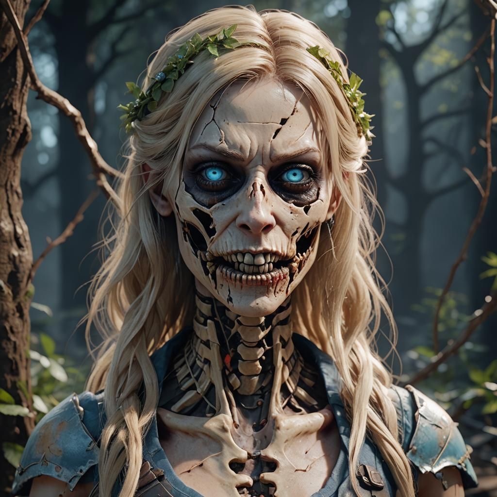 Stoner Ghoul Girl with Broken Jaw in 3D Style