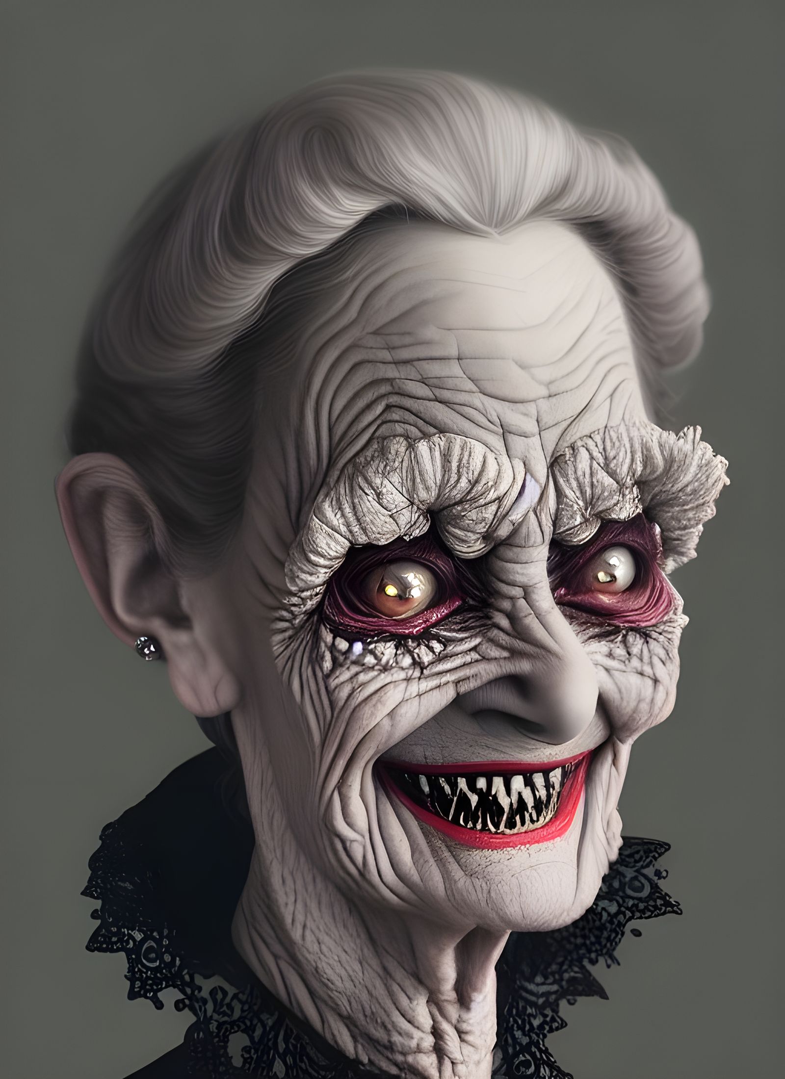 Sinister Victorian Hag with Otherworldly Eyes