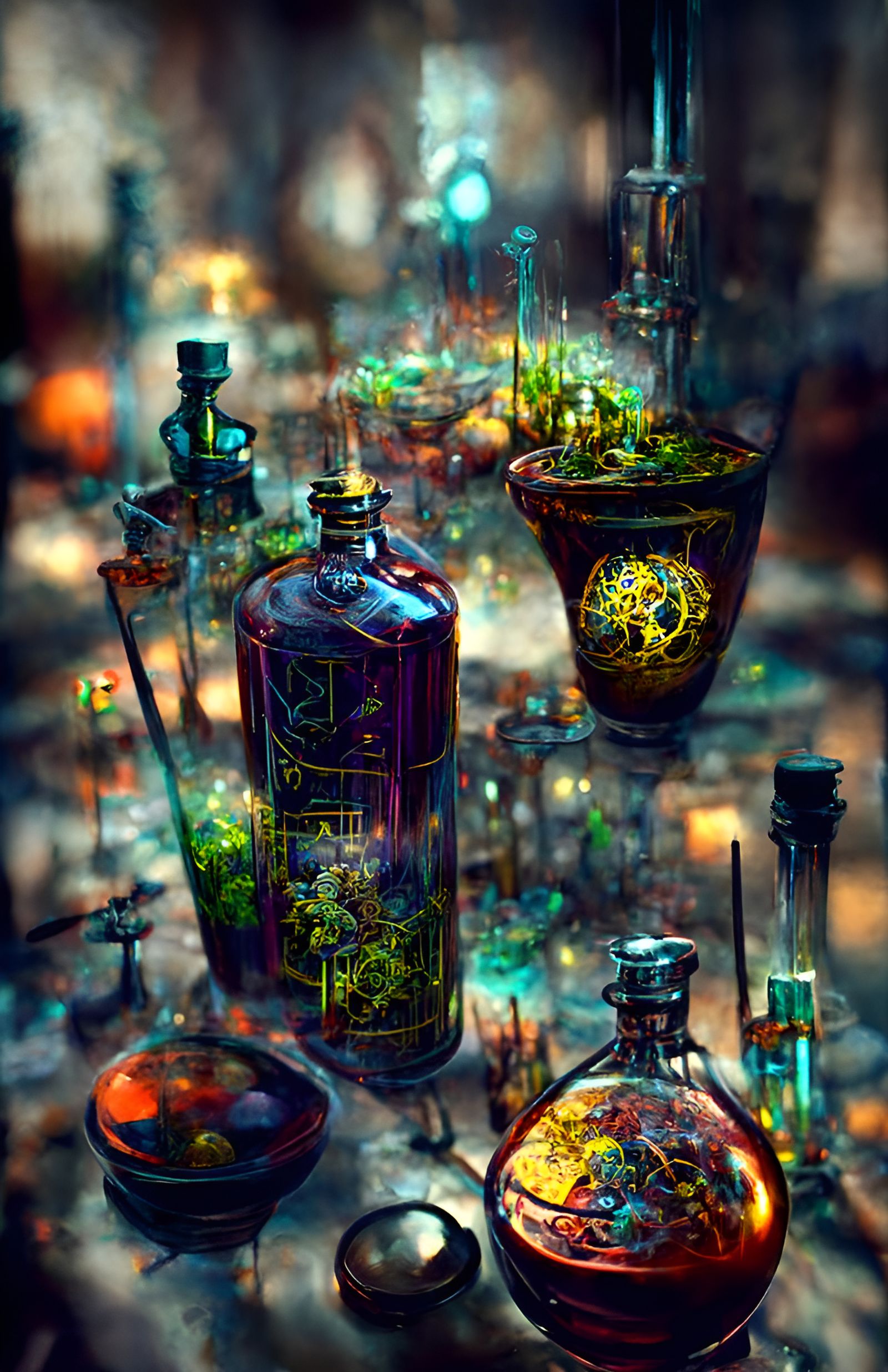 Steampunk Alchemist's Lab with Magical Potions