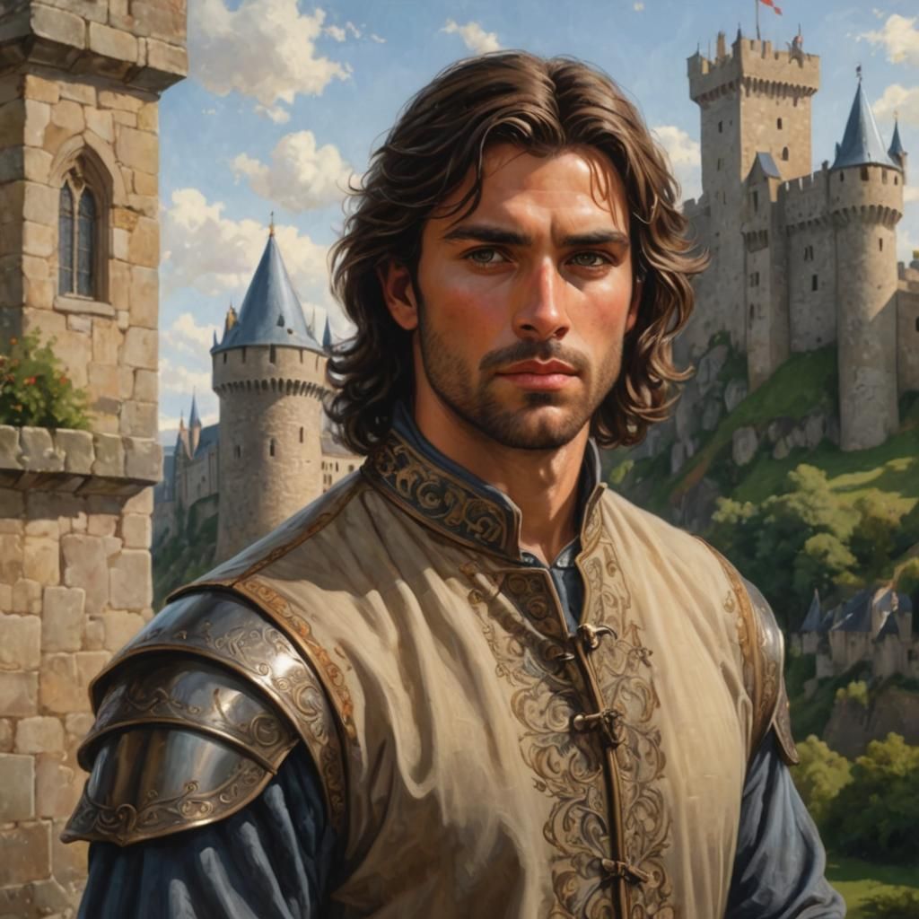 Medieval Man Portrait with Castle Backdrop