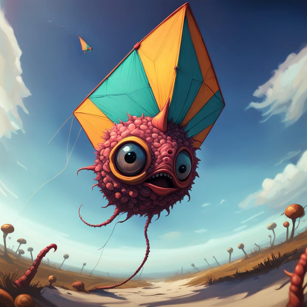 Harmonious Kite Concept Art in Impasto Style