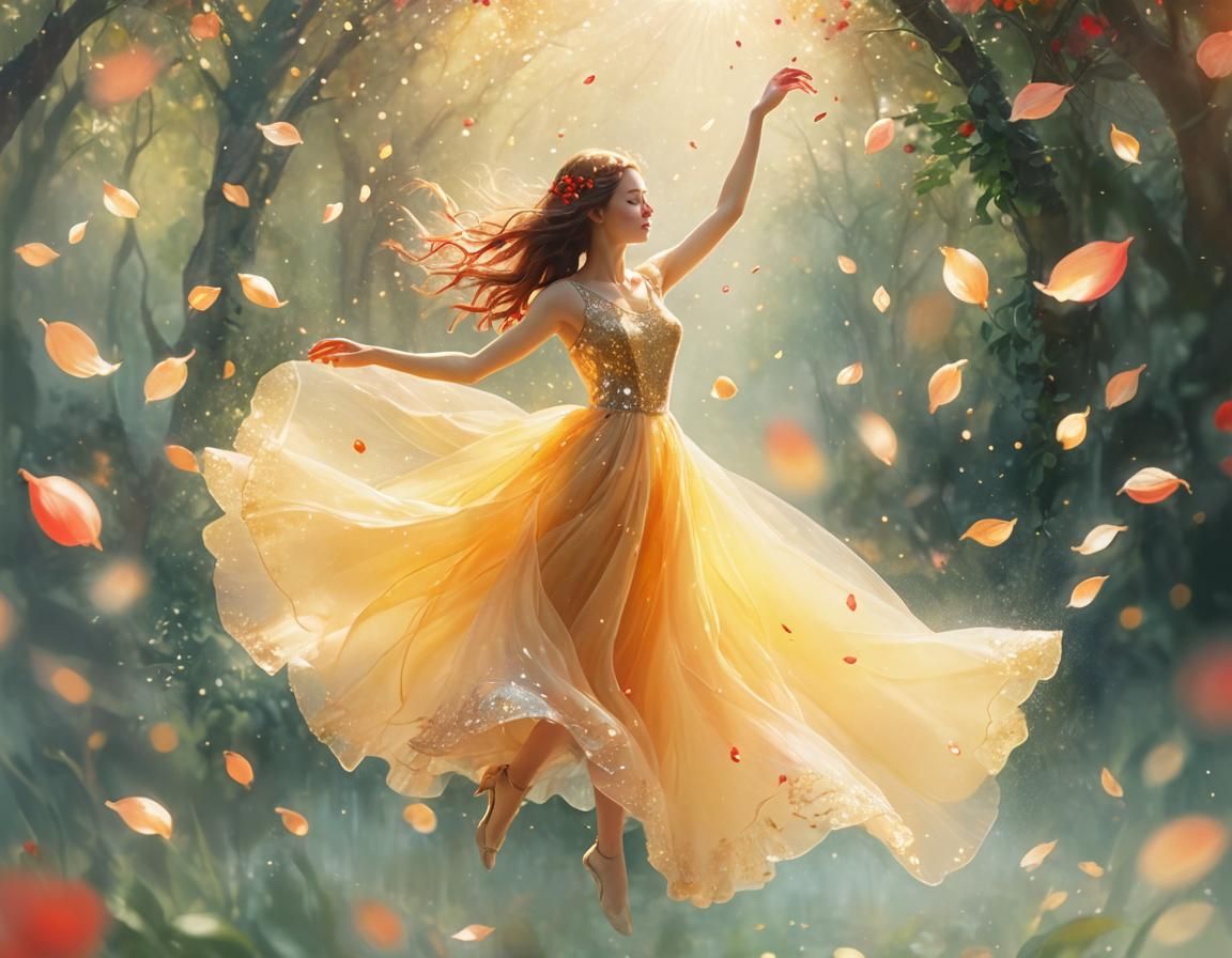 Ethereal Beauty in a Lush Garden: Digital Art