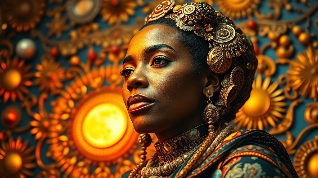 Woman in Maximalist Room, Collage Art Style