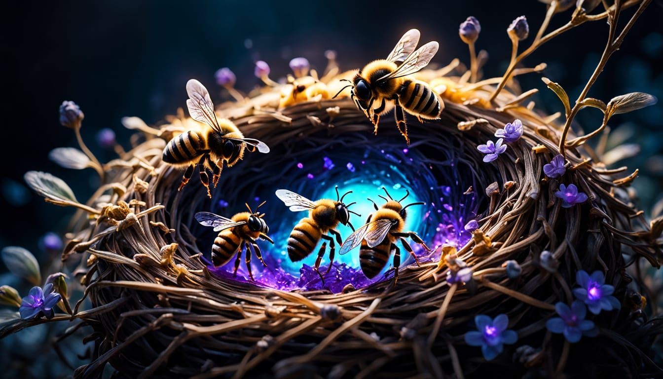 Glowing Bees Construct an Ethereal Hive