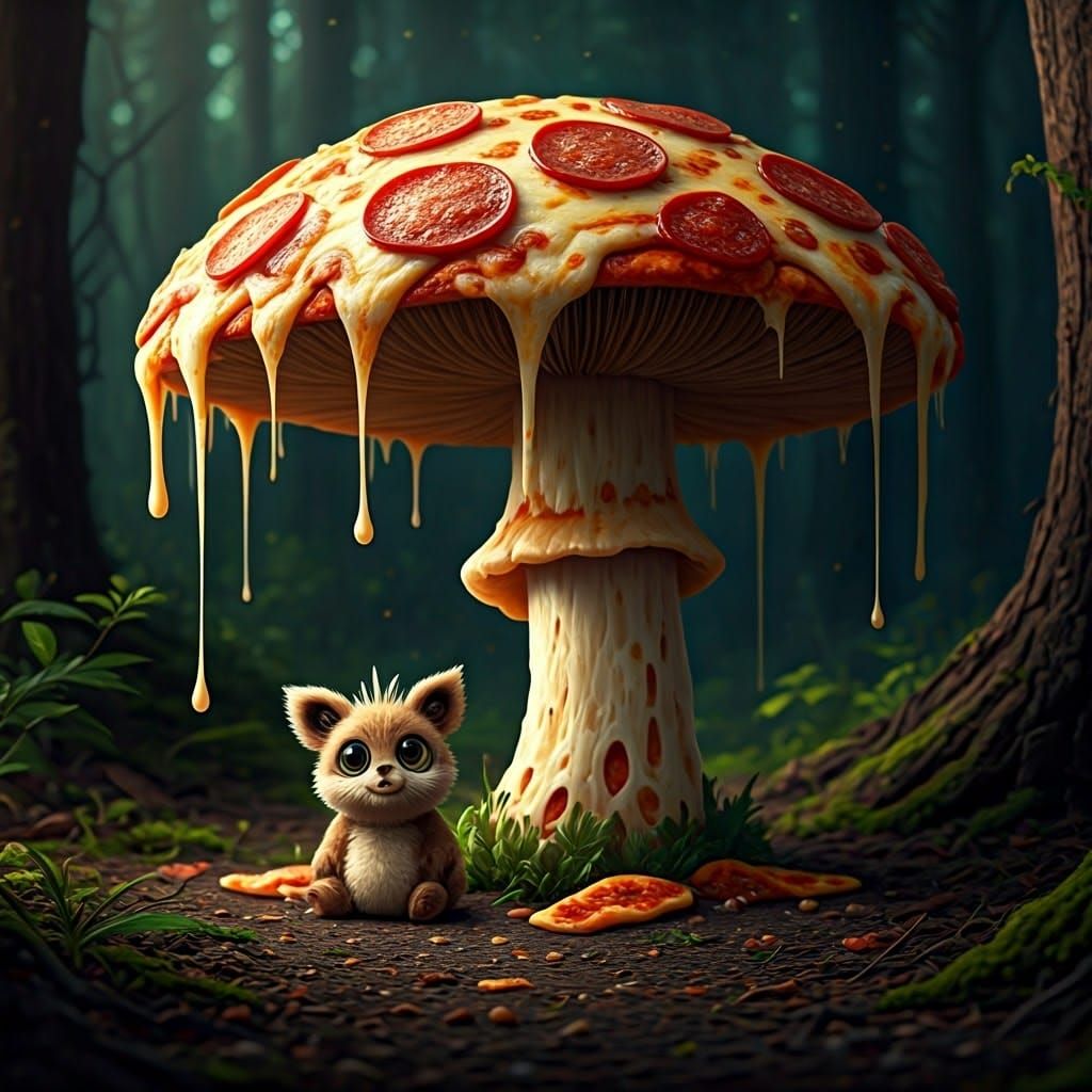 Pizza on a Mushroom