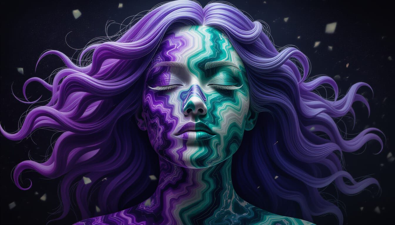 Agate Face with Flowing Hair and Ashes