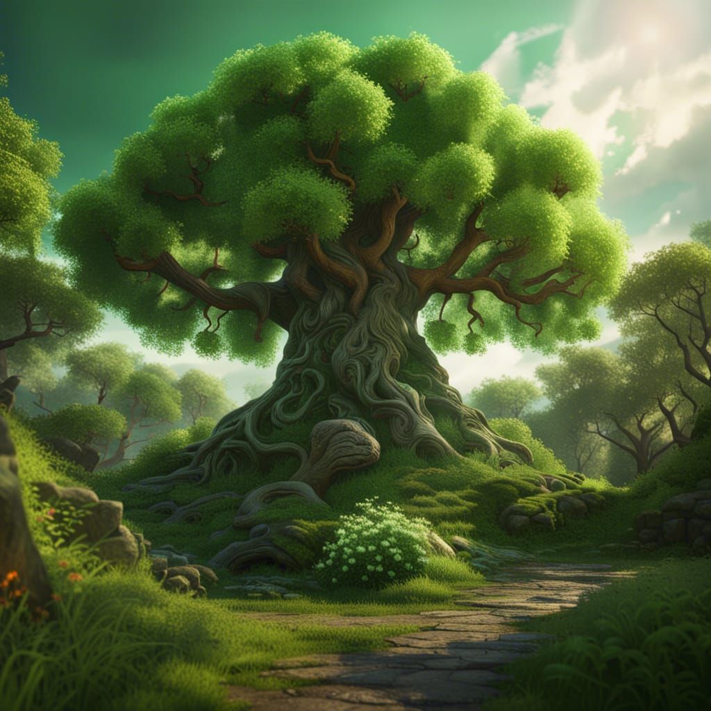 Tree of Life in a Fantasy Landscape