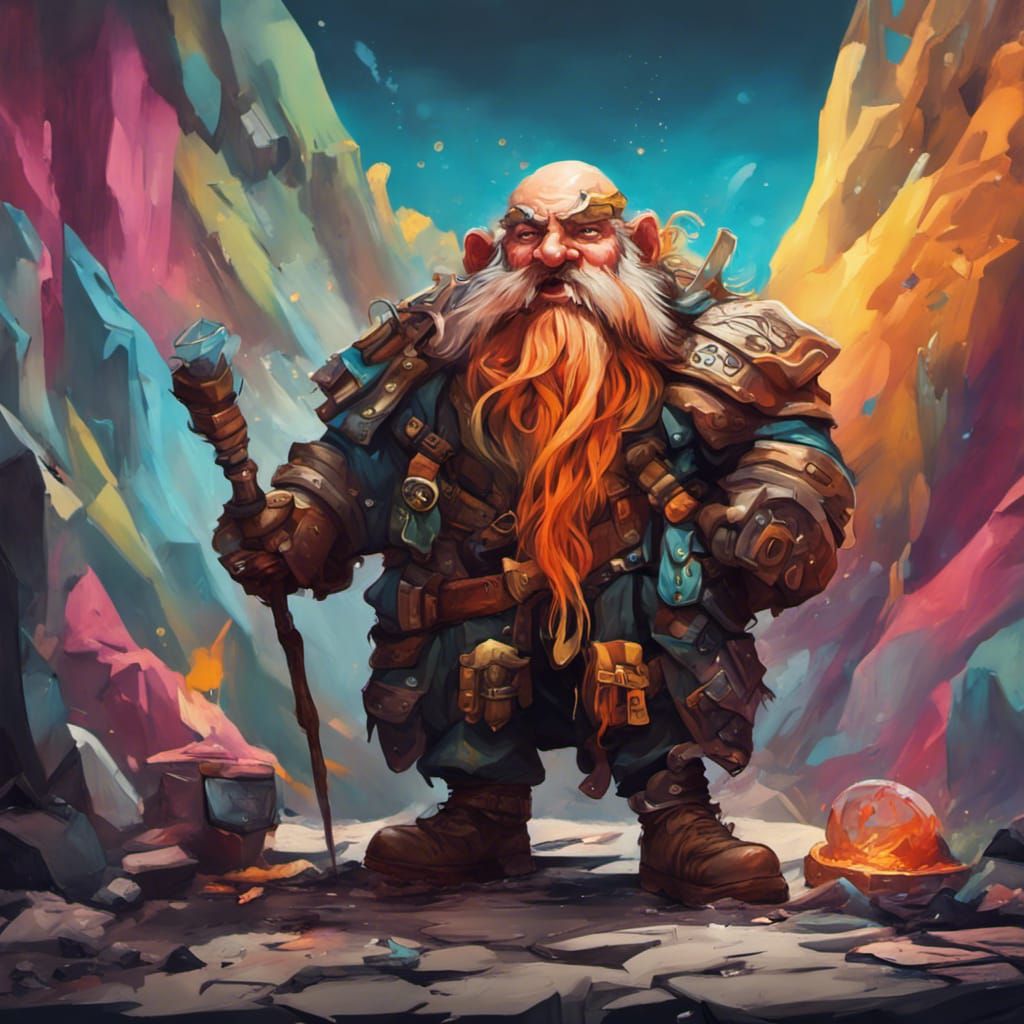 Mountain Dwarf Bard in Graffiti Street Art Style