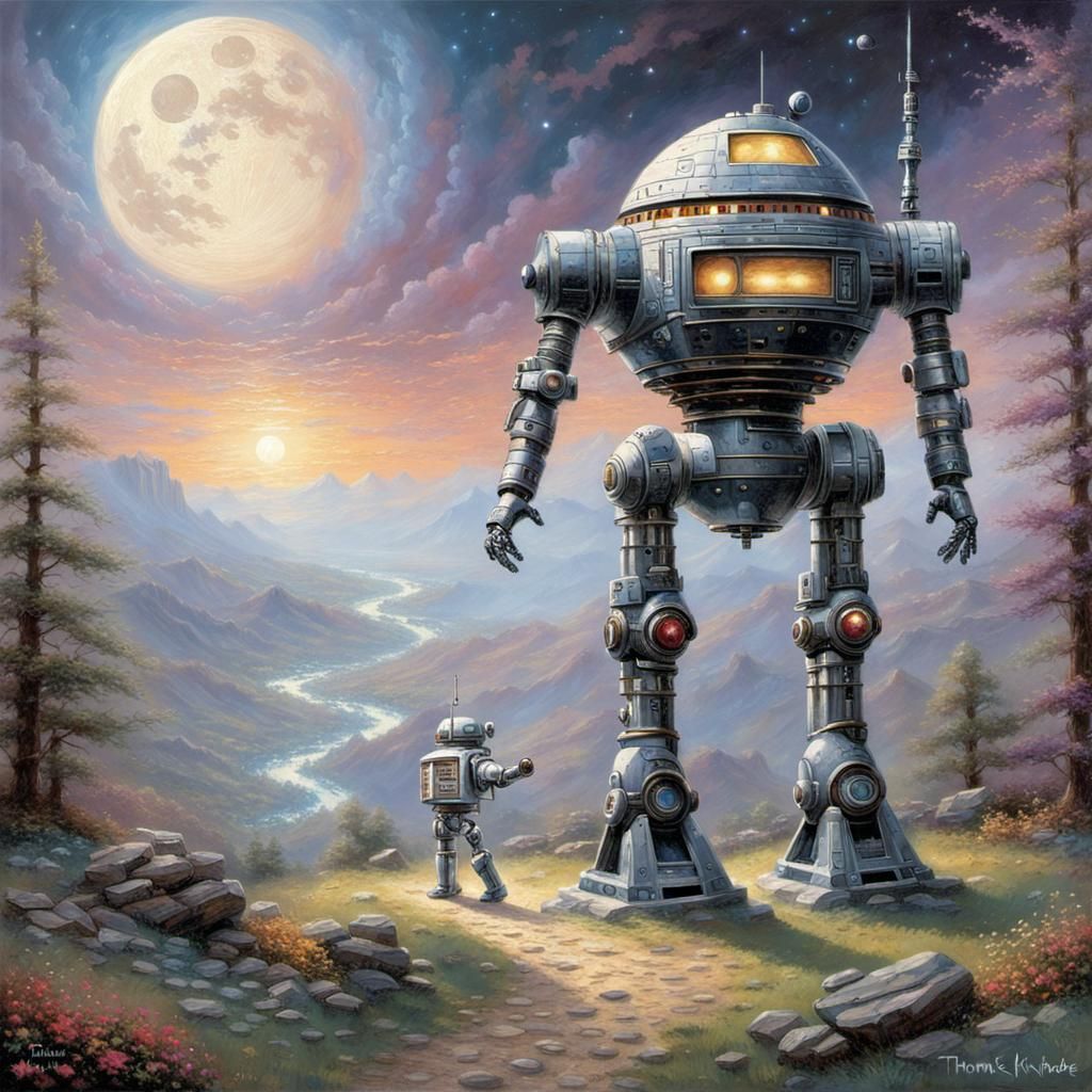 Ig-88 in Cosmic Moonscape, Painterly Style