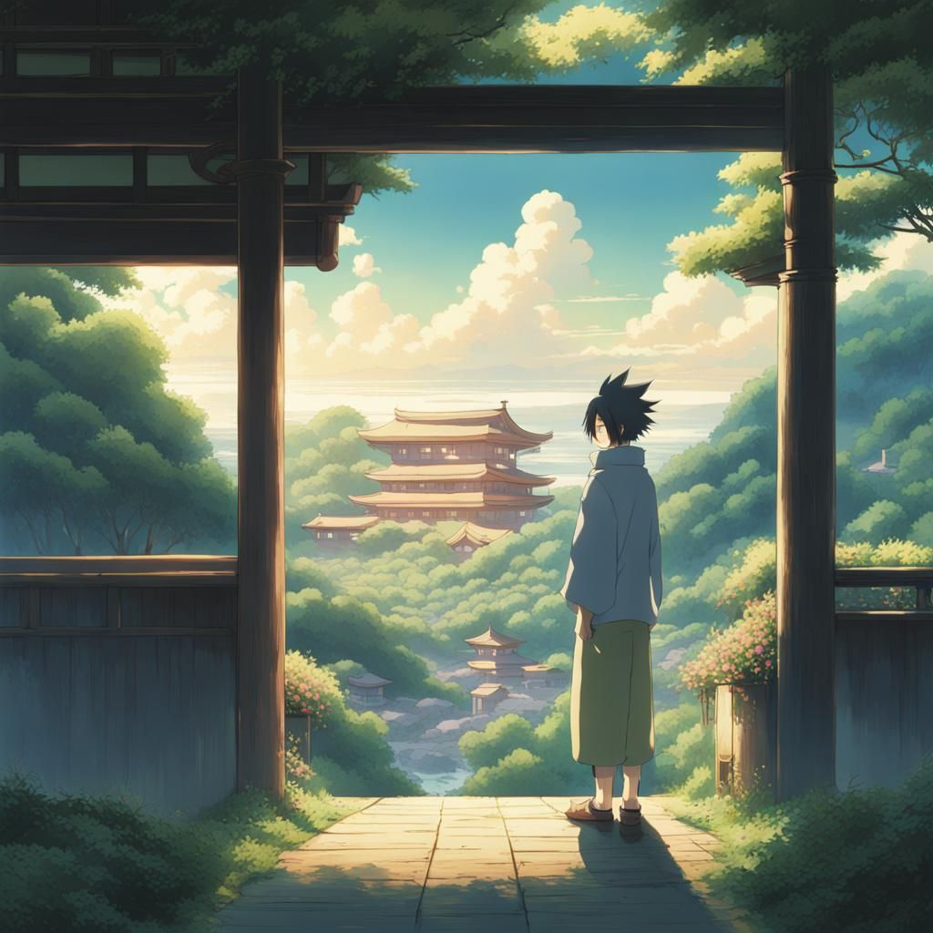 Sasuke in Studio Ghibli Anime Style