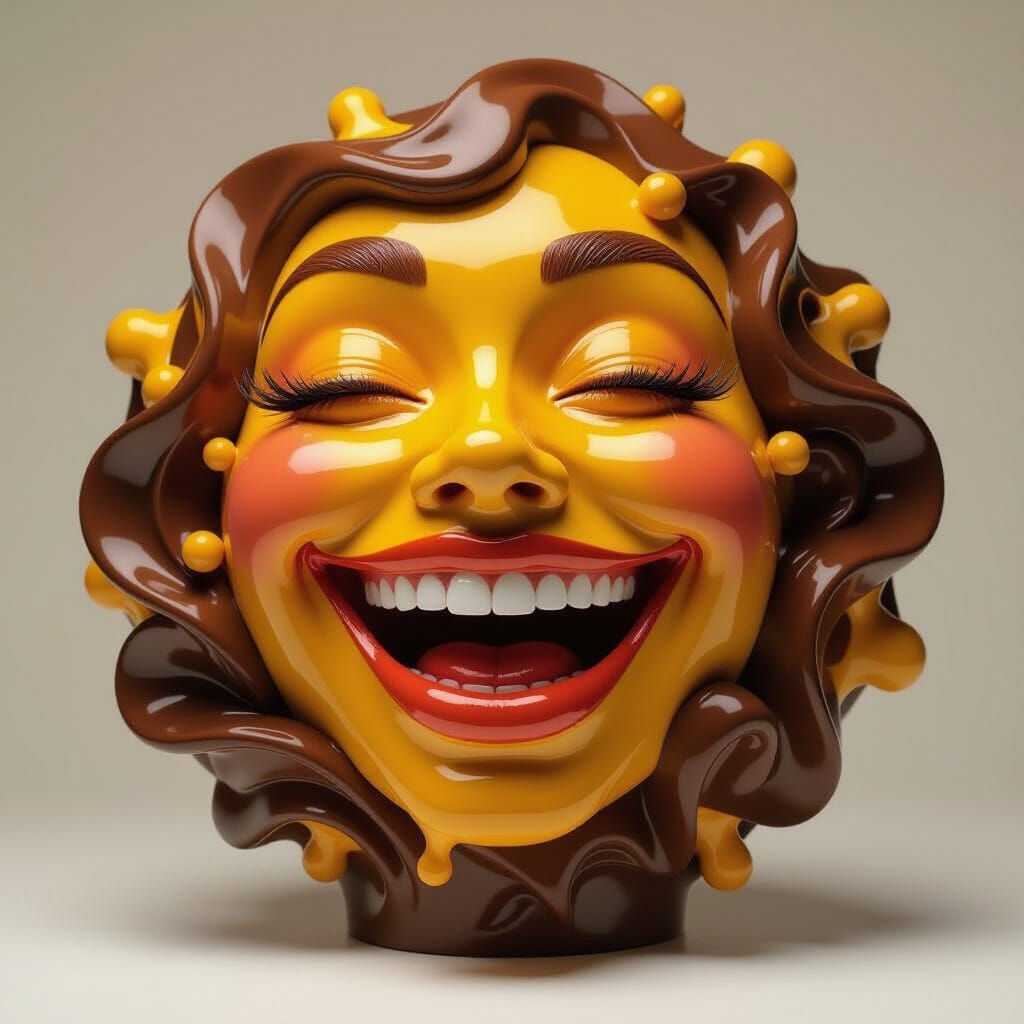 Golden Chocolate Sculpture of a Cheerful Smile