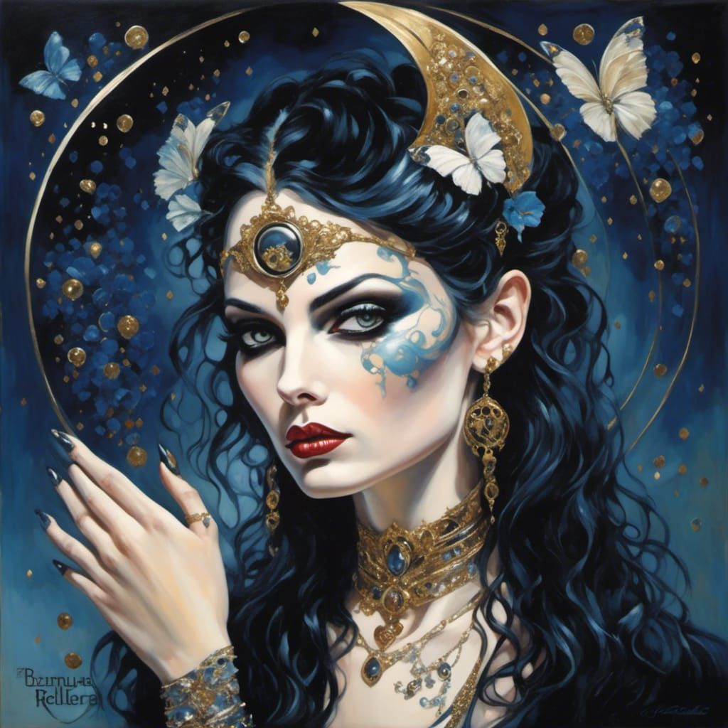 Gothic Goddess with Heart of Gold Digital Art