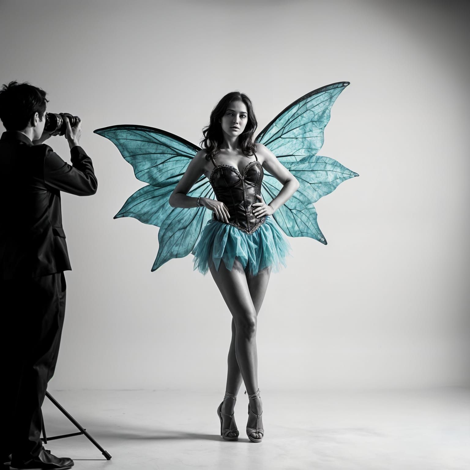 Black and White Fairy Studio Photo