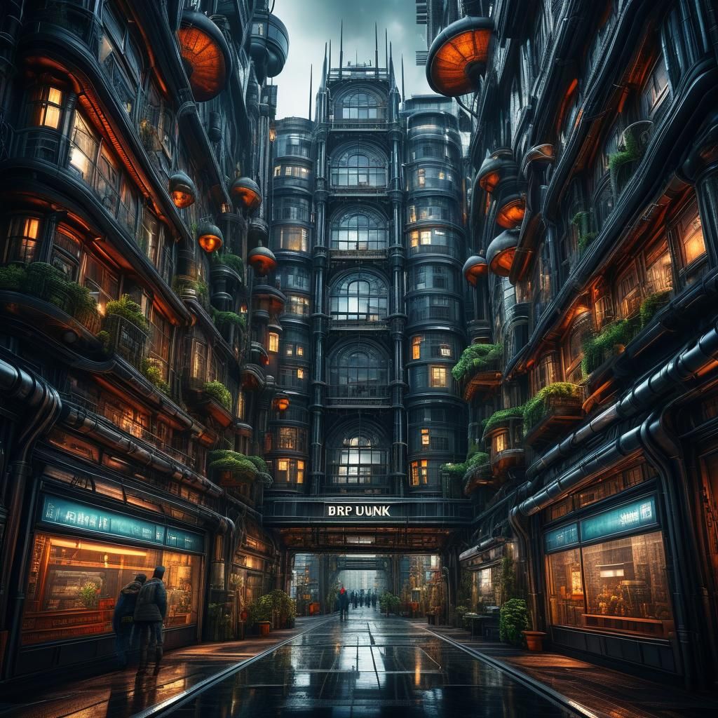 Hyperrealistic Biopunk Cityscape in Cinematic Style