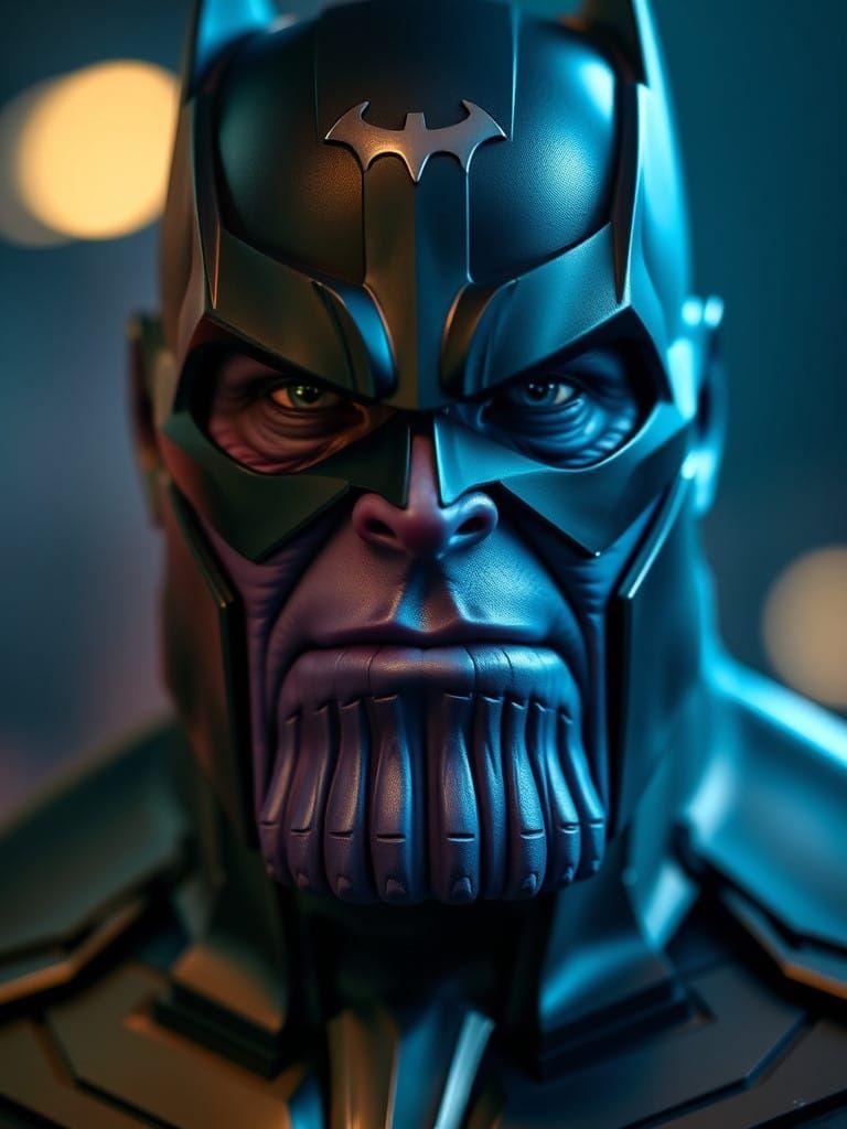 Batman as Infinity Lord in Intense Close-up Portrait