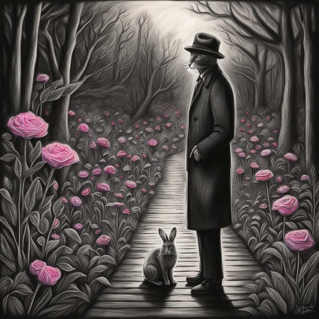 Grimdark Blackpool: A Surreal Charcoal Fantasy Portrait