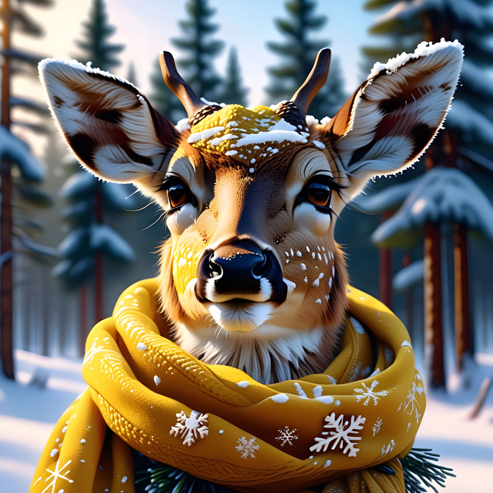 Winter Wonderland Deer in Golden Hour