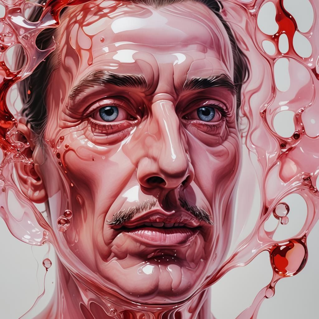 Surreal Pink Plastic Face in Macro Photography