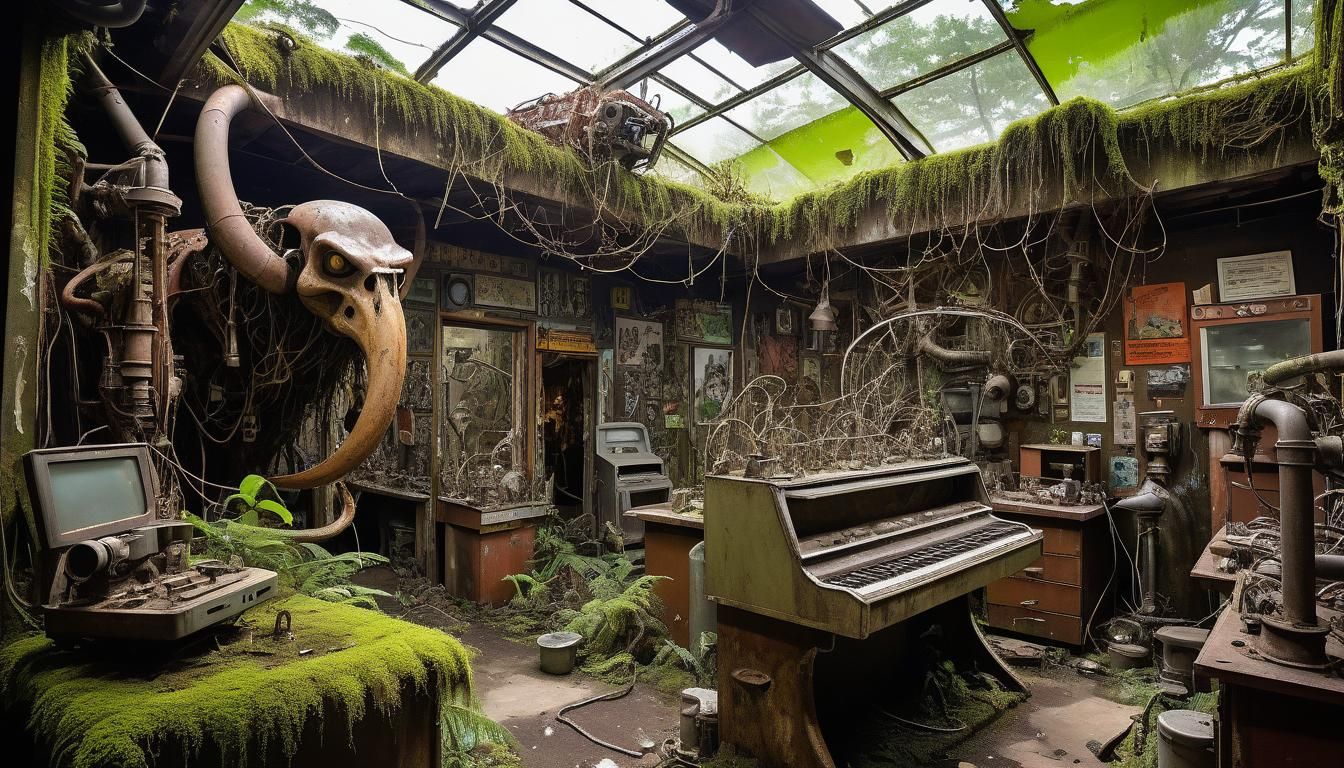 Jungle Cryptid Museum in Moebius Comic Style