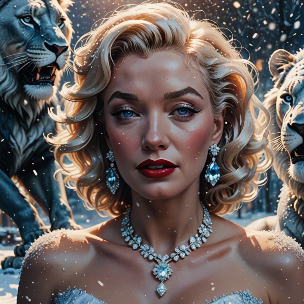 Glamorous Princess in Winter Wonderland, Diamond Sparkle and...