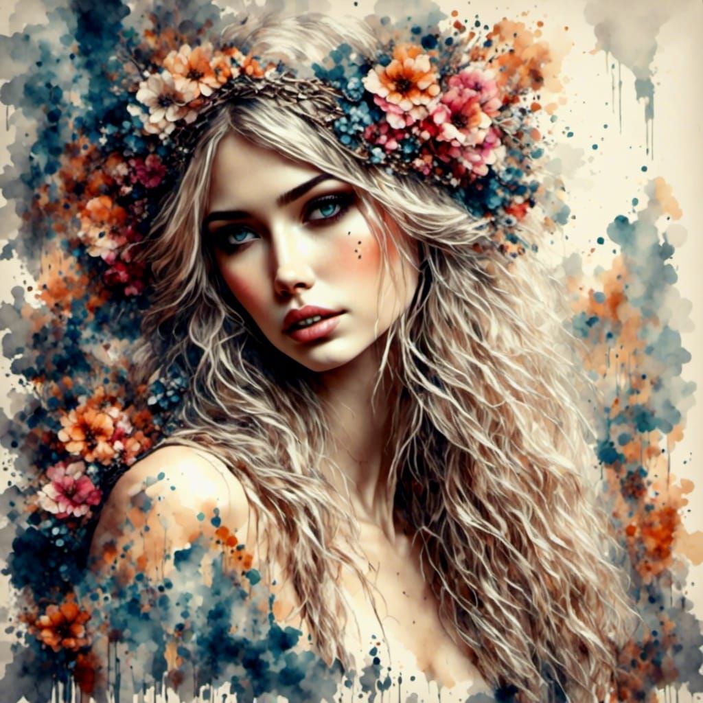 Epic Fantasy in Antique Watercolor Impasto Style