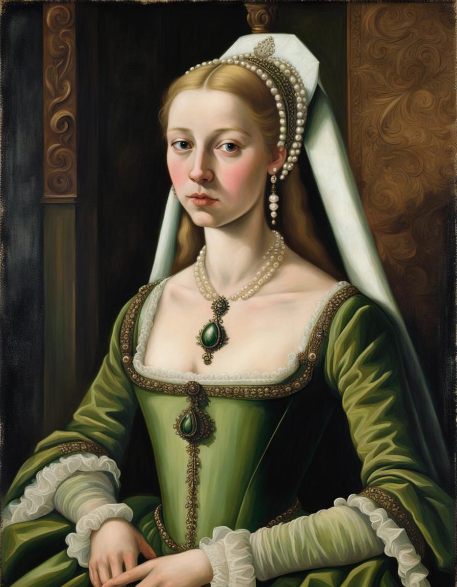 Renaissance Portrait of a Lady with Pearls