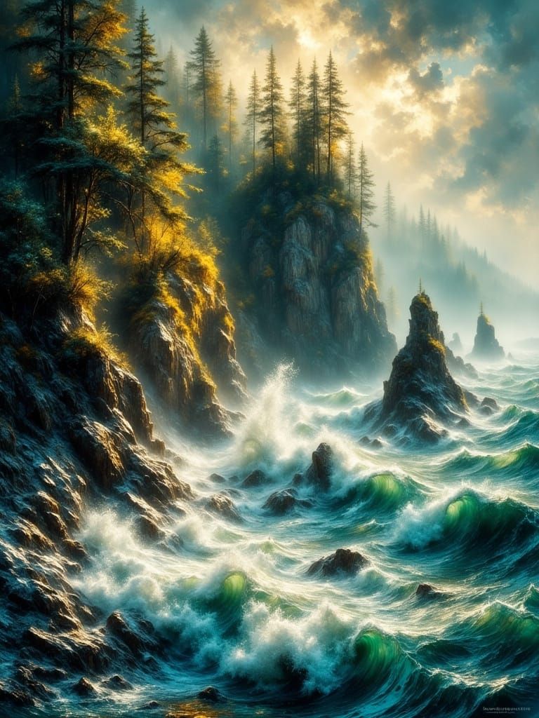 Dramatic Oregon Coastline from the Sea