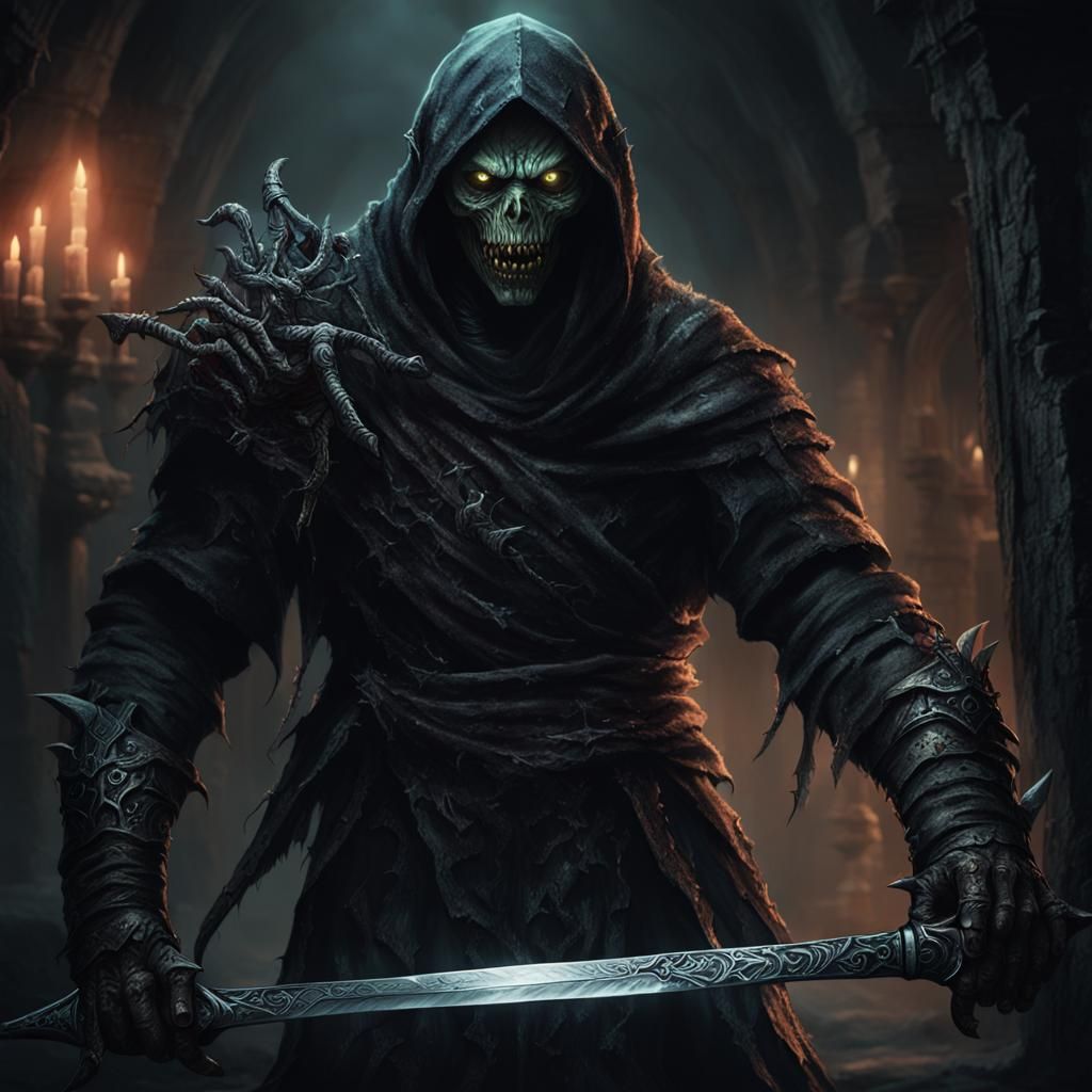 Ghoul with Cursed Sword in Dark Fantasy Style