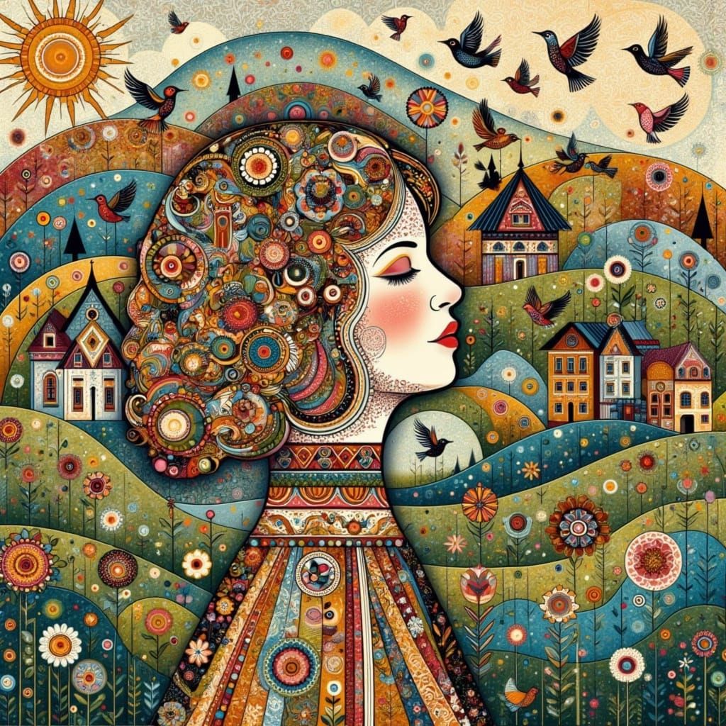 Golden Goddess Embracing the Autumn Breeze