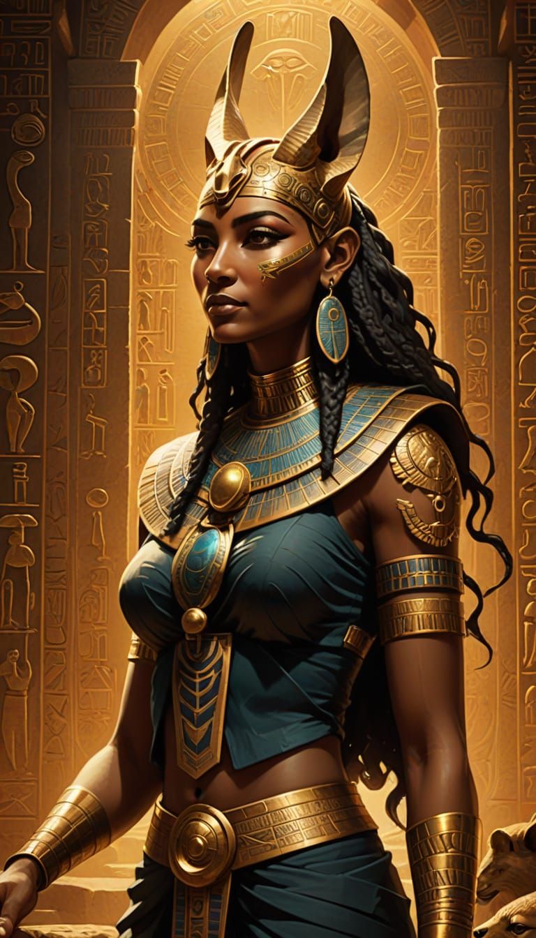 Egyptian Goddess Kebechet Offers Water to Spirits in Dreamli...