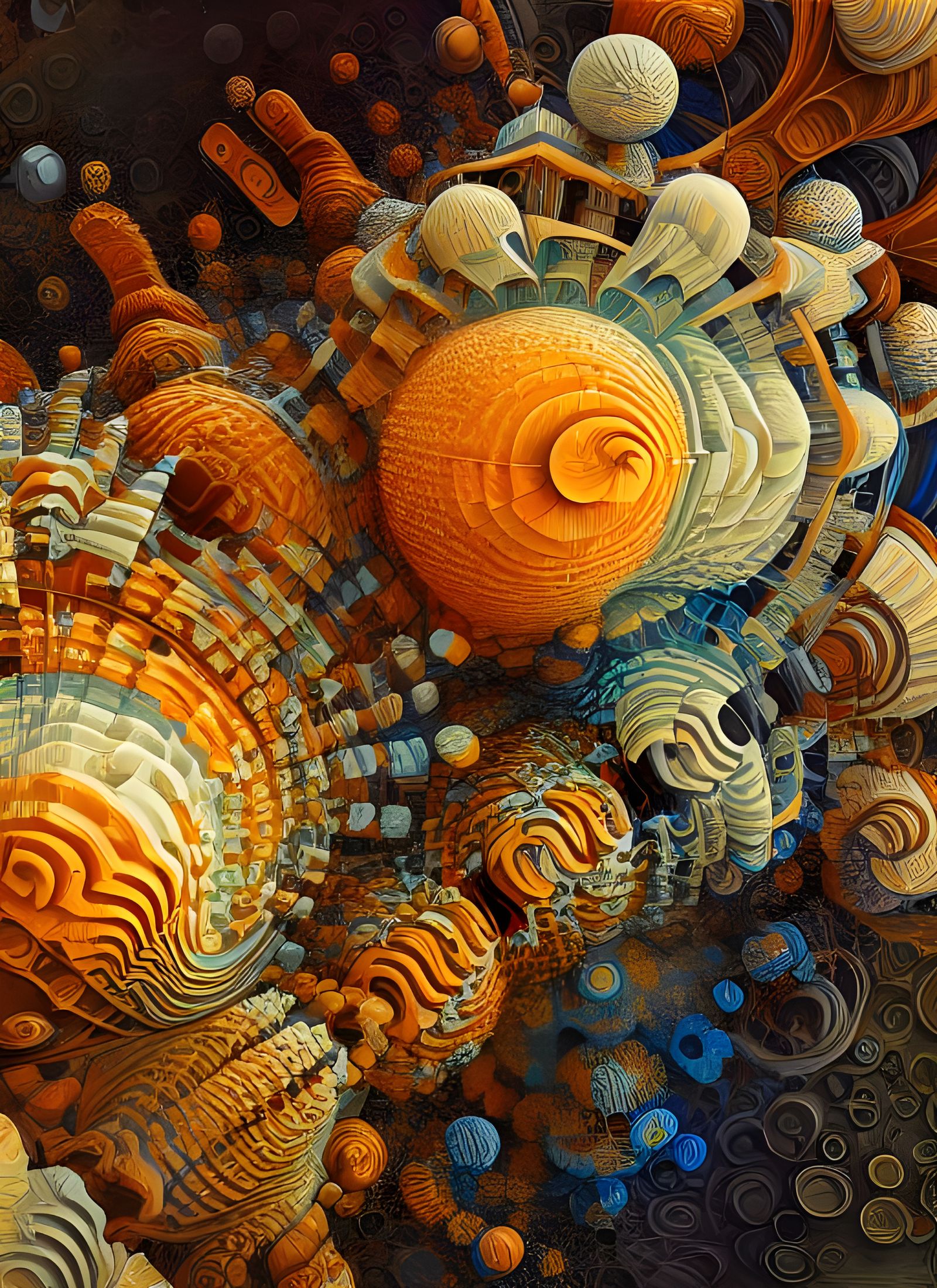 Abstract Geometric Fractal Painting in Hyperreal Style