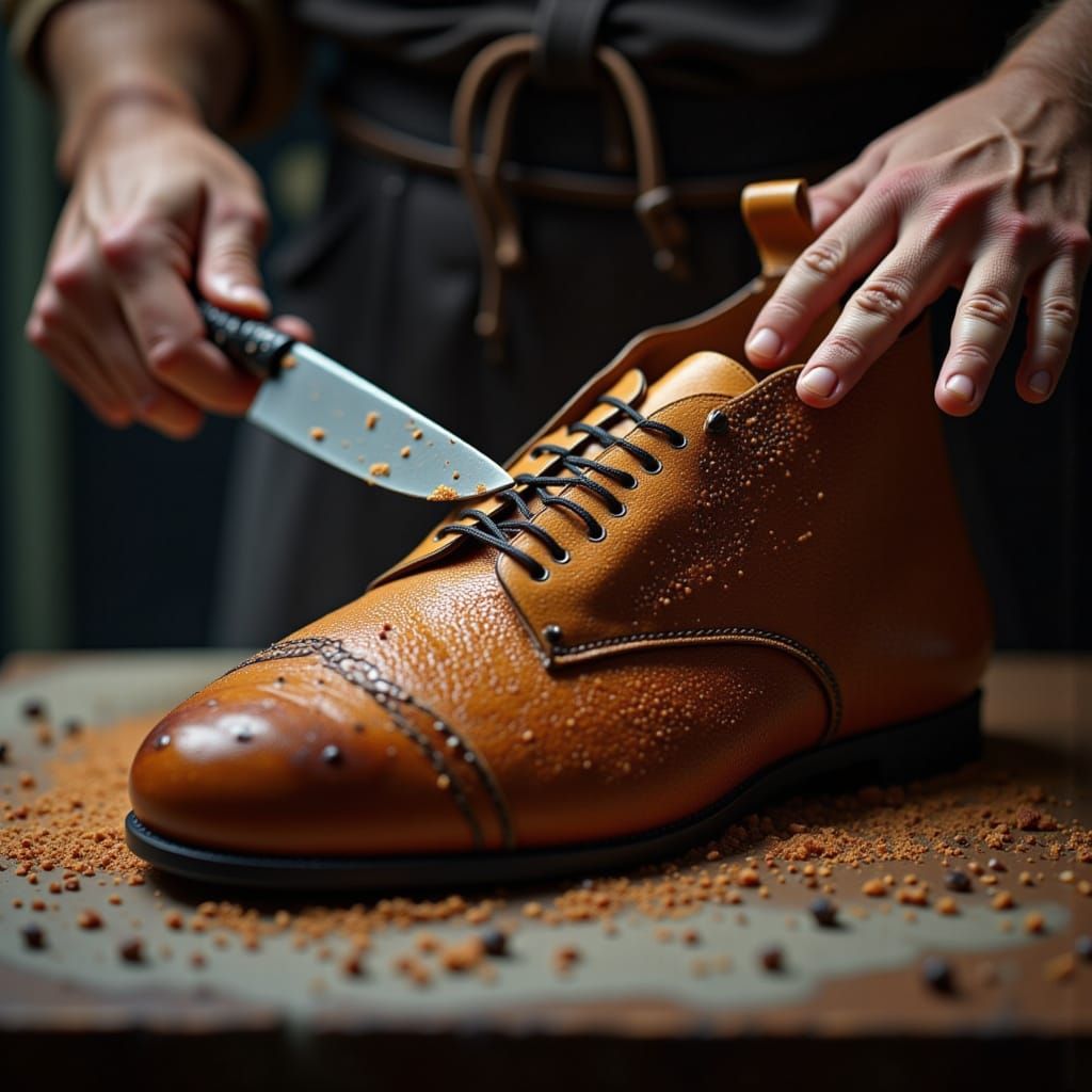 Man Discovers Shoe Is Not Cake With Knife
