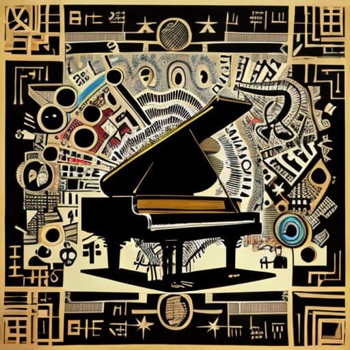 Abstract Surrealist Masterpiece: Baby Grand Piano