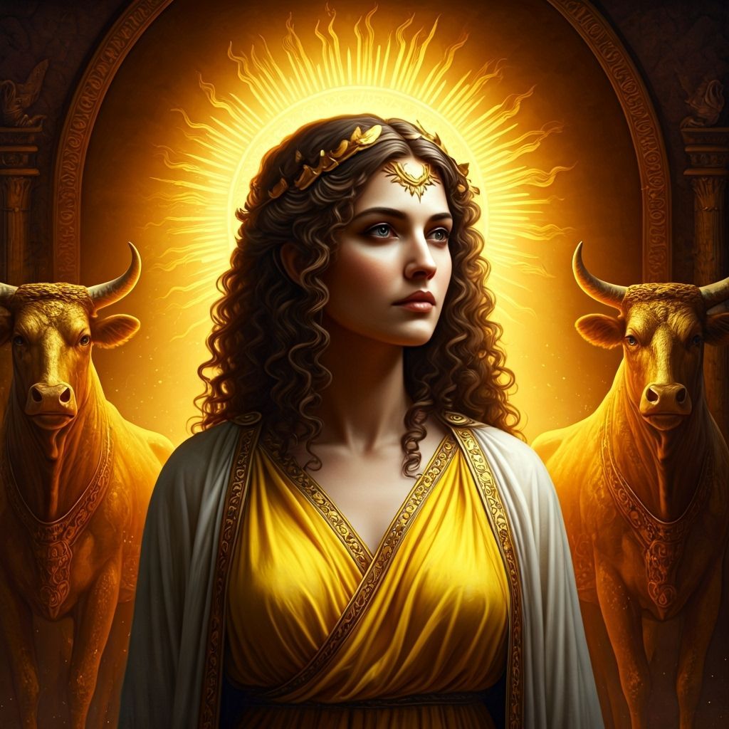 Lampetia: Goddess of Light in Dark Fantasy Style
